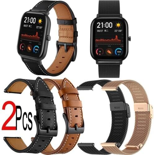 Leather Strap For Colmi P8 P9 V11 Plus V23 Pro Terra 1 2s Bracelet 20mm Milanese Watchband For Amazfit GTS 2 Mini Bip S U Lite