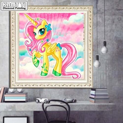 Round Drill Full Diamond Embroidery Cartoon Animal 5D DIY Diamond Painting Unicorn Crystal Cross Stitch Mosaic XY25