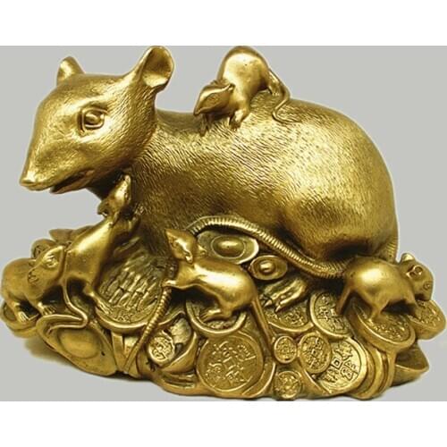 The size of twelve copper ornaments Zodiac lucky evil copper money in Feng Shui decoration crafts Home Furnishing mouse