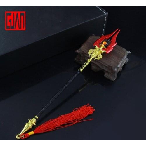 Alloy Sword Weapon Model Game Peripheral Props Ornaments Birthday Gift Walnut Rubbing Staff Weapon Model Pride Wolfs Last