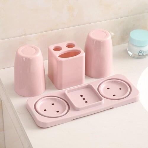 Nordic Round Plastic Double Cup Couple Toothbrush Holder Creative Set Sub-format Dental Set Mouth Cup Home Accessories