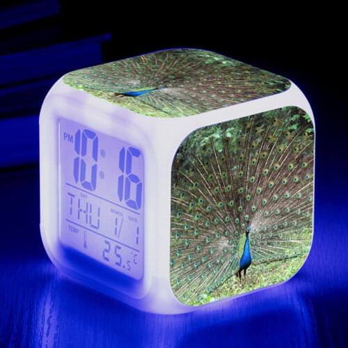 New Animal Print LED Color Changing Music Alarm Clock Multi-function Alarm Clock with Screen Lighting Children Toy Alarm Clock