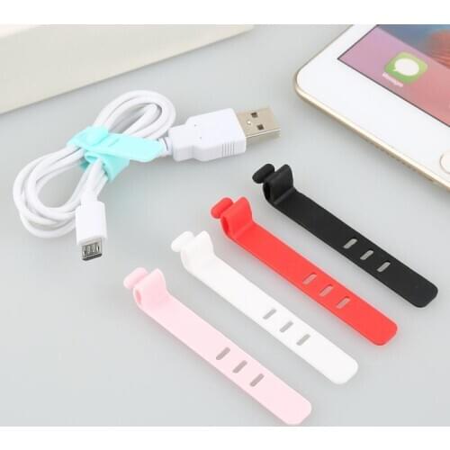 New USB Charging Cable Manager Silicone Data Wire Cable Organizer Tie Phones Cable Winder Finishing Buckle