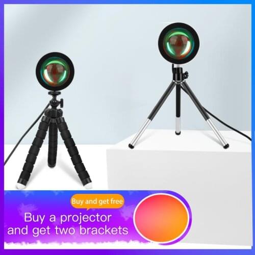 New Sundown Projection Lamp LED Adjustable Night Light USB Rainbow Atmosphere Light Bedroom Store Wall Decor RGB Lighting 2021