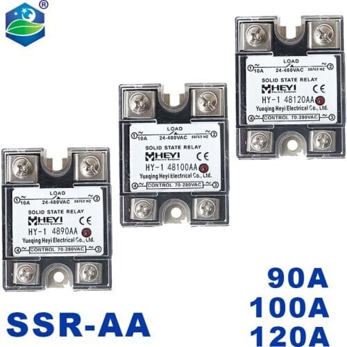 SSR-100AA 120AA Single Phase input 24-480VAC output 70-280VAC Solid State Relay Plastic cover