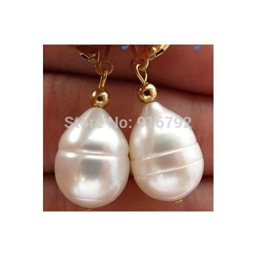 Wholesale 13mm White Freshwater Pearl Earrings Leverback *l