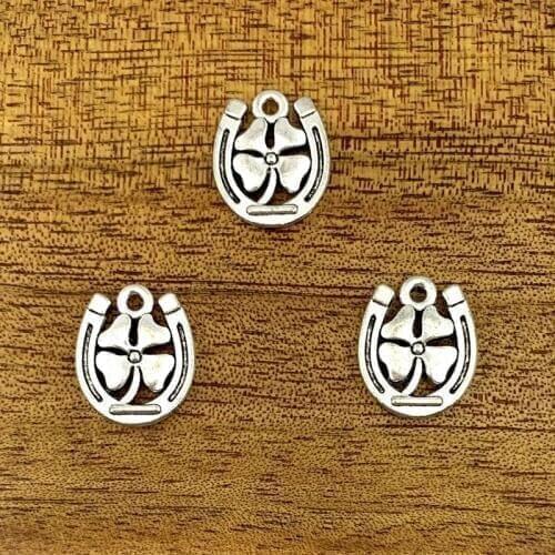 10pcs charm horseshoe-shaped four-leaf clover alloy pendant 18*15mmDIY made pendant, fashion pendant alloy