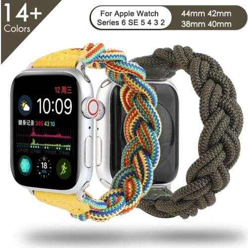 Braided Woven Strap for Apple Watch Band 44mm 40mm iWatch series 6 5 4 3 SE bands 38mm 42mm Nylon Sport Loop bracelet watchband
