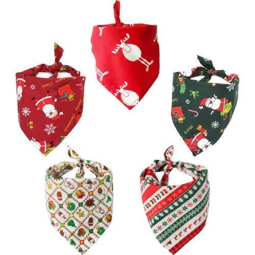 Christmas Pet Dog Cat BandanaPet Collar Scarf Bib Grooming Accessories Triangular Bandage Collars Gift for Small Medium Dogs Cat