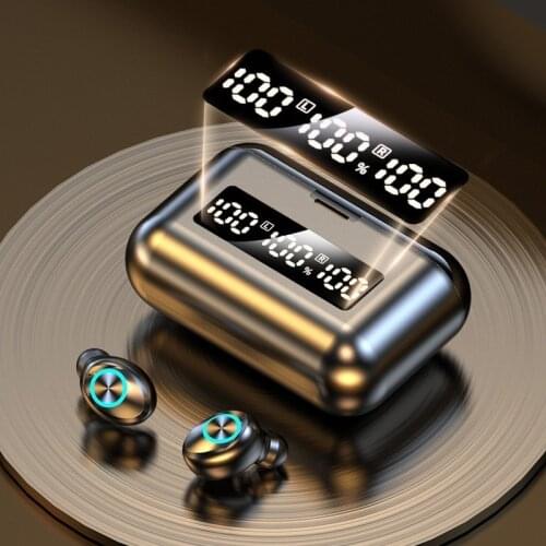 TWS Bluetooth 5.0 Earphones Stereo Sport Wireless Headset Handfree with Microphone 2000mAh Charging Case for All Mobile Phones