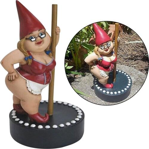 Garden Decoration,Funny Striptease Gnome Statue,Resin Dwarf Naughty Garden Gnome Statue for Home Garden Decorations