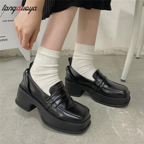 Women shoes Cute Lolita Girl Women Maid Boots Shoes Round Toe Leather Shoes Japanese JK High School Uniform Kawaii Anime Cosplay