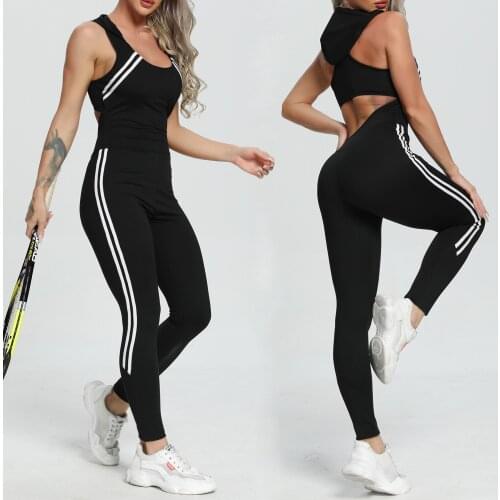 Women Hoodies Jumpsuits Sports Backless Bodysuits Females For Fitness Tracksuit Slim One Piece With Hat White Black Woman Romper