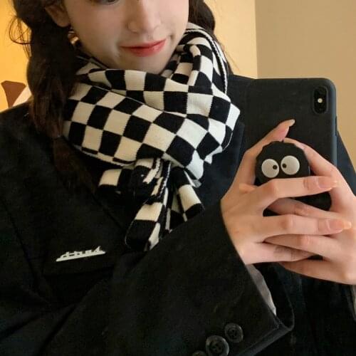 Winter Classic Checkerboard Print Warm Scarf for Women Boys Girls Fashion Neckwear Designer Shawl Wrap Soft Knitted Muffler