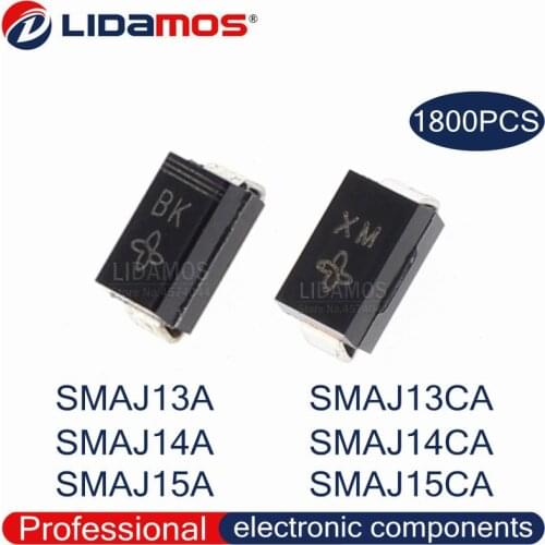 1800PCS TVS SMAJ13A BG SMAJ14A BK SMAJ15A BM SMAJ13CA XG SMAJ14CA XK SMAJ15CA XM DO-214AC SMA SMD Diode Triode High Quality