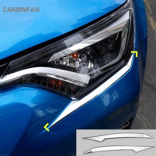 2pcs/set ABS Chrome Front Head Light cover trim Headlight Eyelid Trim Sticker for Toyota RAV4 2016 2017 2018 car styling C693