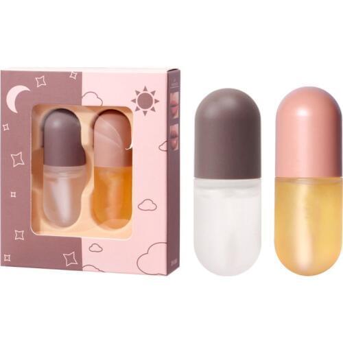 5.5mlx2 Day and Night Lip Plumper Serum Oil Ginger Mint Essence Moisturizing Long Lasting Nourishing Hydrated Enhancer
