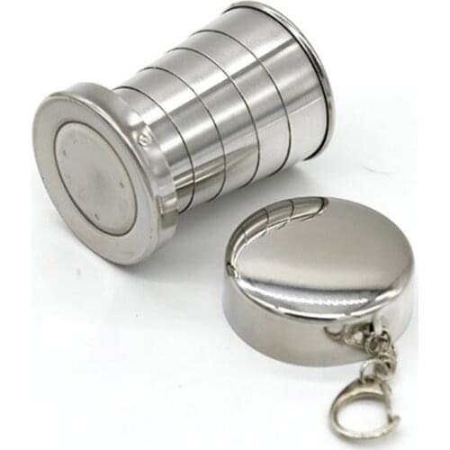 75ML Stainless steel folding cup stainless steel folding retractable cup folding cup blackjack cup Teacups Teaware folding glass