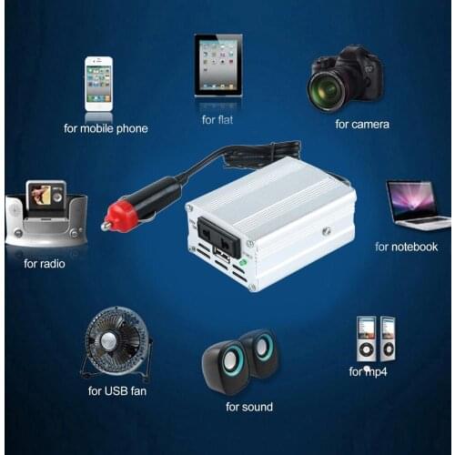 700W Silver Power Inverter Adapter Car Converter 12V to 110V/220V Input Car Power Converter Vehicle Power Supply Charger UK Plug