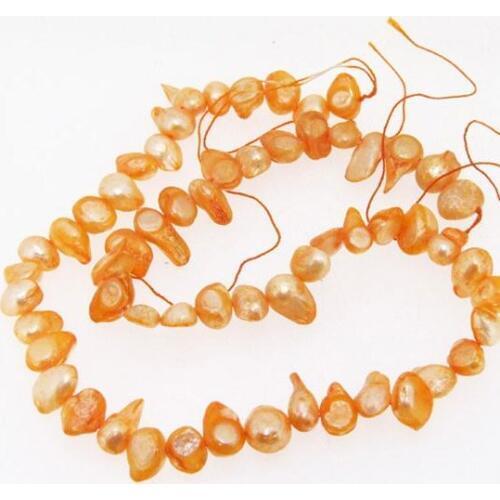 Unique Pearls jewellery Store,Yellow 5-10mm Freshwater Cultured Pearl Loose Beads 14inches One Full Strand LC3-149