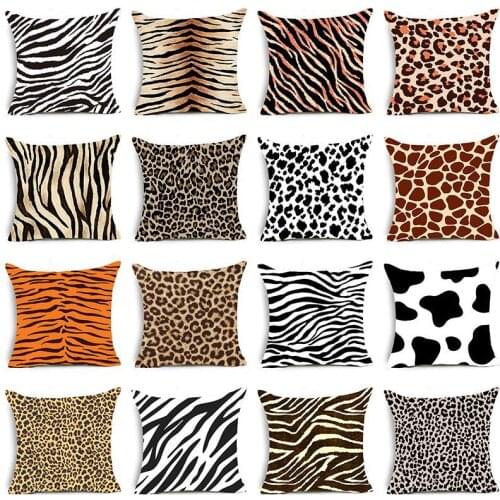 New Single-sided Printing Animal Leopard Decorative Pillows Case Soft Velvet Black White Zebra Pattern Cushion Cover Sofa 45*45