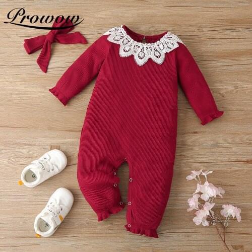 Prowrow Childrens Summer Overalls For Baby Girl Romper Female Jumpsuit Newborn Girls Baby Clothes Lace Stripe Baby Bobysuits
