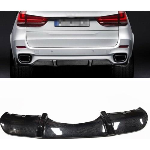 For BMW F15 X5 M Sport 2014-2018 Car Lower Splitter Kit Exhaust Bracket Cover Lip Real Carbon Fiber Rear Bumper Diffuser Guard