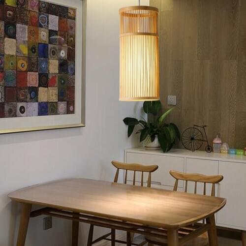 Chinese Art LED Pendant Lamp Bamboo Suspension Light Handmade Southeast Asia Natural Hanging Lights Hotel Restaurant Cafe Bar