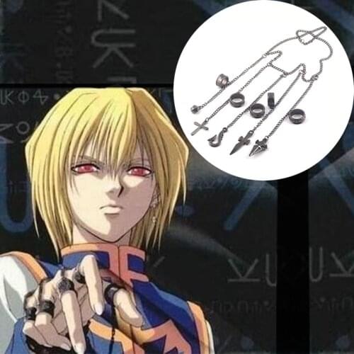 Anime HUNTER×HUNTER Ring Kurapika Five Finger Chain Ring Cosplay Costume Prop Metal Ring Accessories Fan Collection Gift