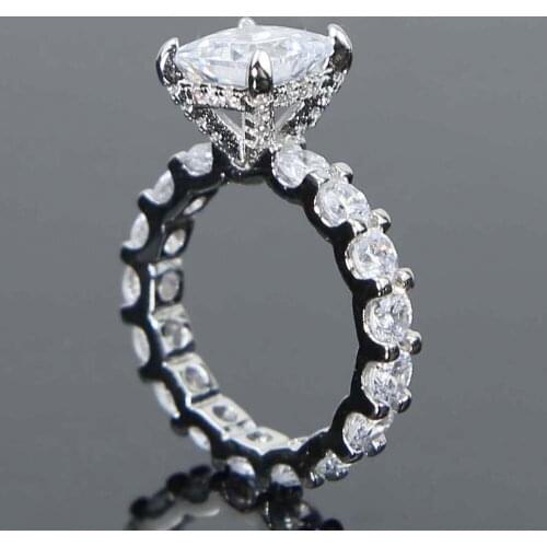 High quality Iced out bling 5A heart princess CZ eternity band cubic zirconia wedding engagement ring for women Wedding Jewelry