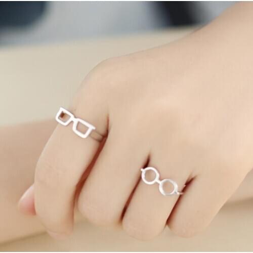 Oly2u Cute Magic Glasses Ring Women Trendy Jewelry Adjustable Open Rings for Girls Kids Party Gift