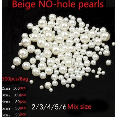 300PCS 2/3/4/5/610mm ABS Round Beads No Hole Imitation Pearl for Craft Decorations Women DIY Clothes Jewelry Sew On Beads