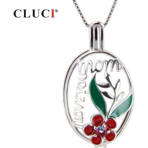 CLUCI Zircon Silver Cage Pendant Gift for Mothers Day Women Pendants 925 Sterling Silver Charms Pendant Pearl Locket SC248SB