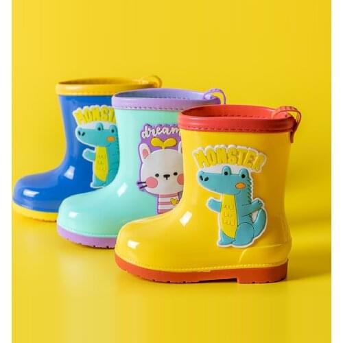 Hot Kids Rain Boots Rubber Boots Cartoon Animals Children Rain Shoes Boys Water Shoes Girls Rain shoes PVC Non-Slip Rain Boots
