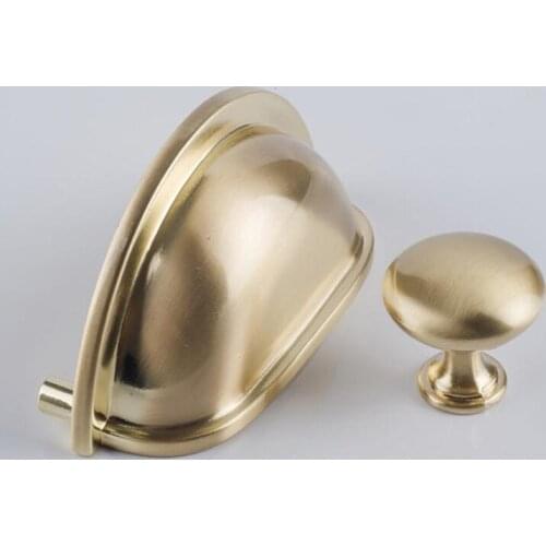 Brushed brass Shell Shape Cabinet Handles Drawer Knobs Furniture Handle Kitchen Cupboard Door Pulls Hardware Handle With Screws