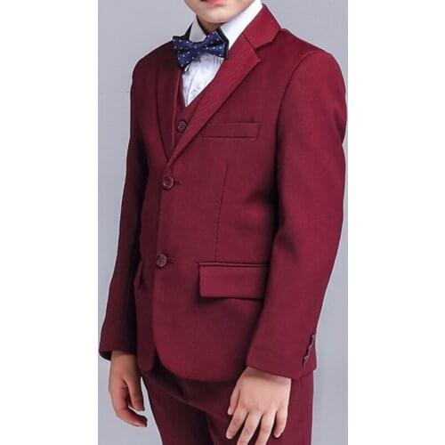 Fashion Handsome Tailor Made Claret Loose Style Suits Kid Slim Fit Tuxedo For Wedding Kid Dress Dinner Beach Party Kid Clothing