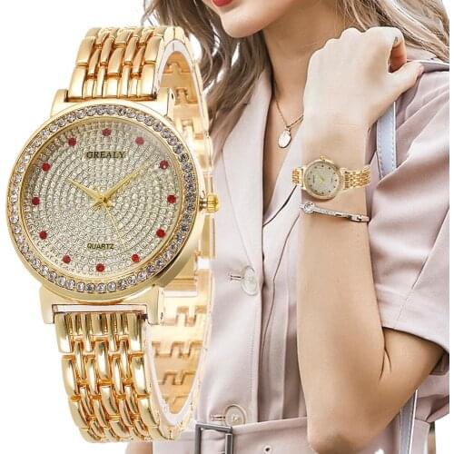 Frauen Mode Uhren Gypsophila Diamonds Luxus Marke Damen Quarz Armbanduhren Gold Casual Frau Alloy Bracelet Uhr Montre Femme