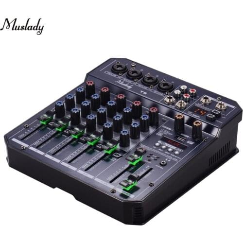 Muslady T6 6-Channel/4-Channel Sound Card Mixing Console Audio Mixer Built-in 16 DSP 48V Phantom power Supports BT Connection