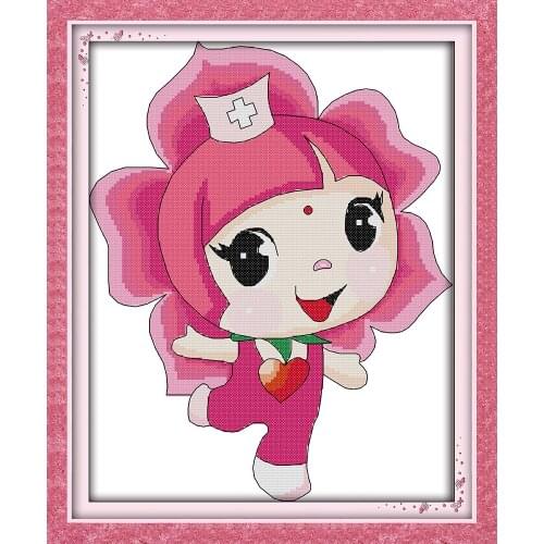 Flower nurse cross stitch kit cartoon 14ct 11ct print canvas stitching embroidery DIY handmade needlework