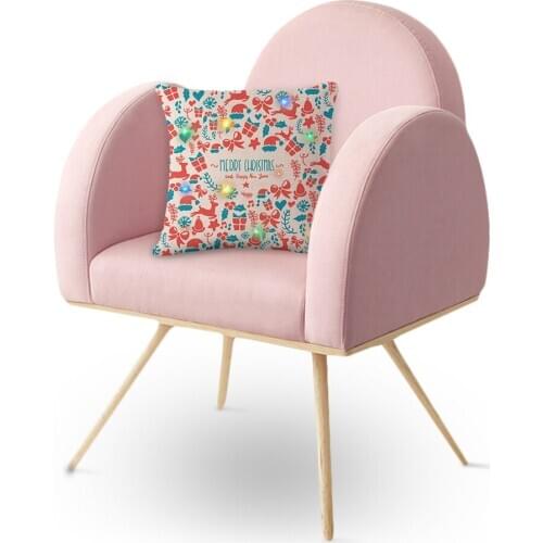 Christmas Cushion Cover LED Light Luminous Linen Throw Pillow Cover Pillowcase Home Decor for Living Room Couch Sofa 45x45cm