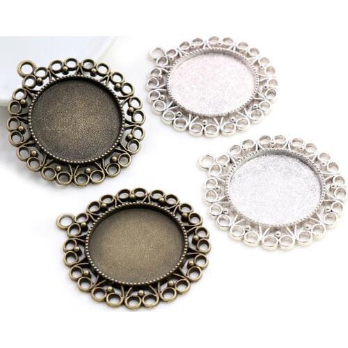 New Fashion 5pcs 25mm Inner Size Antique Silver Plated Bronze Fashion Style Cabochon Base Setting Charms Pendant