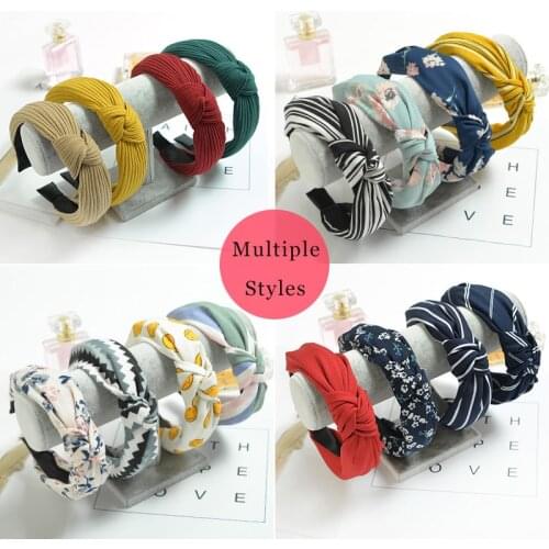 New hairdressing headdress fabric knitting lady cross-knot HairHoop HairAccessories broadband stripe Knotting hoop Headwear