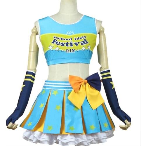 New Japanese Anime Love Live Hoshizora Rin Cosplay Costume Lolita Cheerleading Uniforms COS Costumes