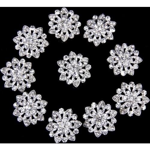 New Hot Phenovo 10pcs Rhinestone Flower Sewing Buttons DIY Craft Embellishment 22mm Wedding Dress Decor Accessory Sewing Supply