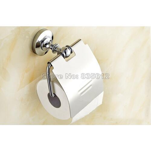 NEW Chrome Brass Wall mounted bathroom toilet tissue Paper roll holder cover Wba804