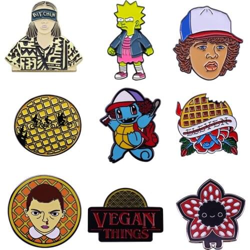 Stranger Things Hard Enamel Pins Movies TV Brooches Women Men Lapel Badges Backpack Collar Fashion Jewelry Gifts For Kids Friend