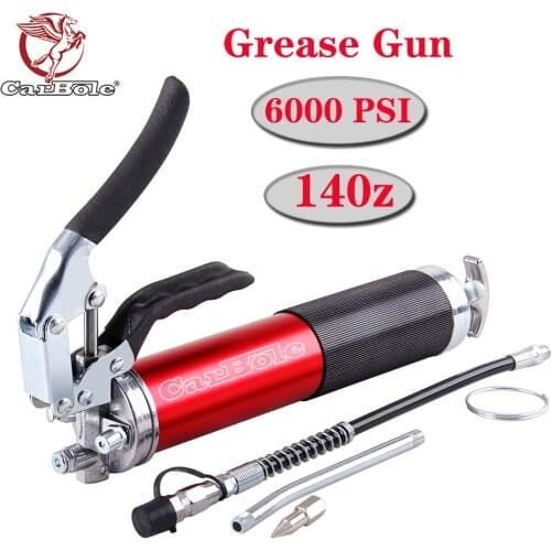 Grease Gun One-hand Professional Grease Gun 6000 PSI Leak-proof With 12" Flexible Hose Accessories 14oz 400CC Aluminum