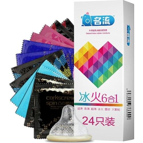 Mix Style Six In One Condoms 24 Pcs High Quality Condoms for Men Adult Safer Contraception Sex Toy