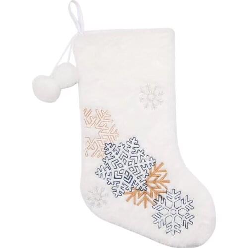 Christmas Stockings White Stamping Gold Snowflake Xmas Ornaments Christmas Pendant Christmas Tree Decorations Noel Gift Socks