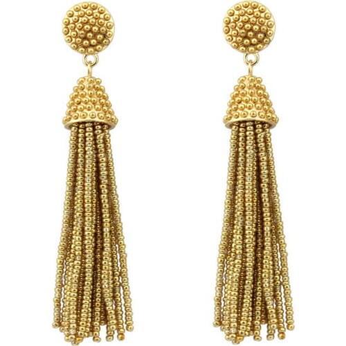 Seed Beads Tassel Earrings BOHO Handmade Pave Pears Tassel Dangle Drop Earrings